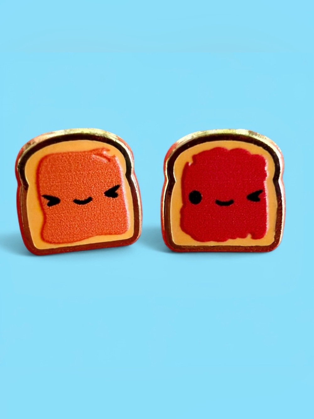 Dainty Happy PBJ Peanut Butter & Jelly Sandwich Stud Earrings 🥪
